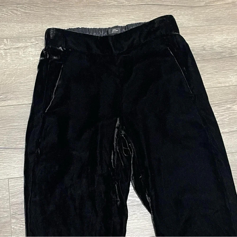 J. Crew Womens Velvet Pull On Easy Pants Black Elastic Waist Size 00